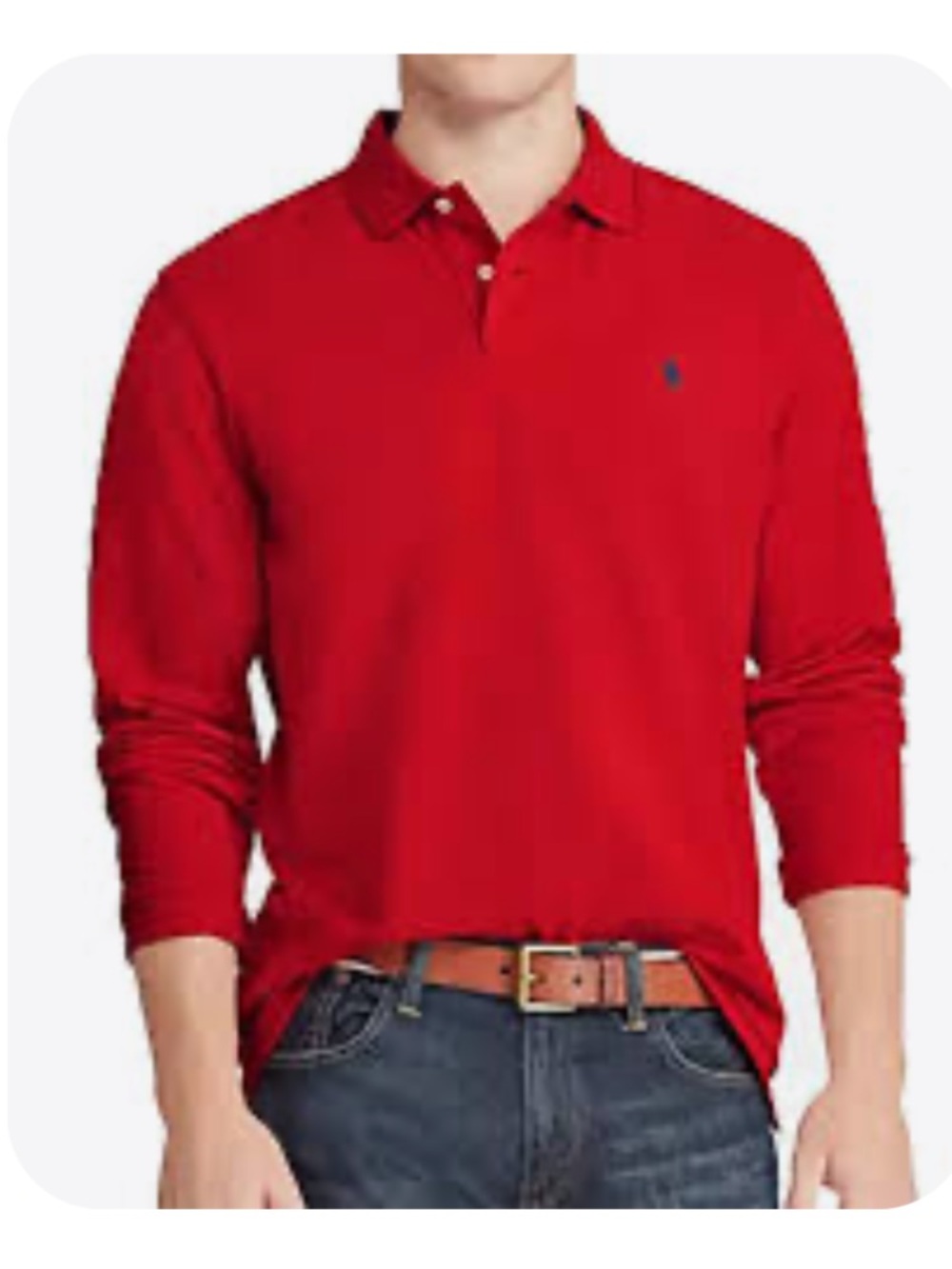 NEW🏇Polo Ralph Lauren Boys Size M (10-12) Long-Sleeve Polo Shirt - Red